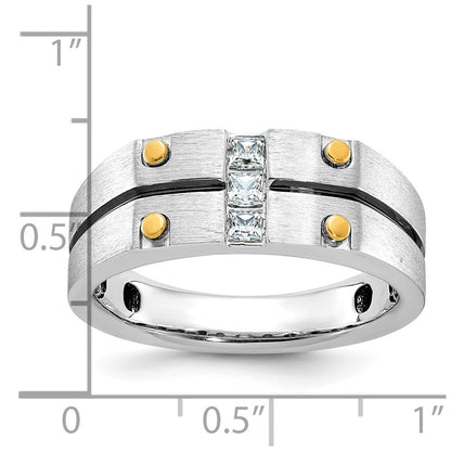 14k Two-tone Gold w/Black Rhodium Men's Satin 1/3 carat Diamond Complete Ring
