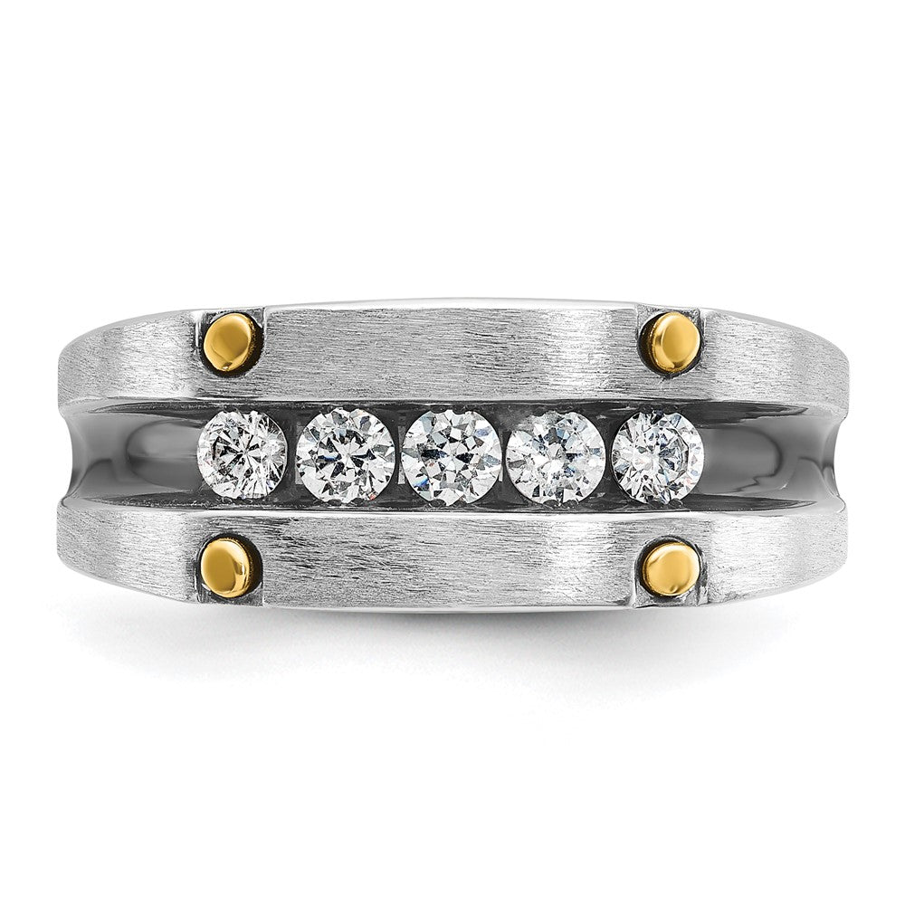 14k Two-tone Gold w/Black Rhodium Men's Satin 1/2 carat Diamond Complete Ring