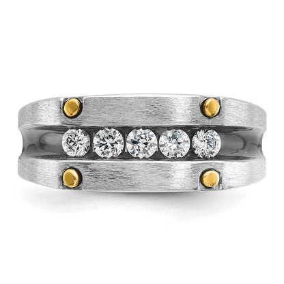 14k Two-tone Gold w/Black Rhodium Men's Satin 1/2 carat Diamond Complete Ring