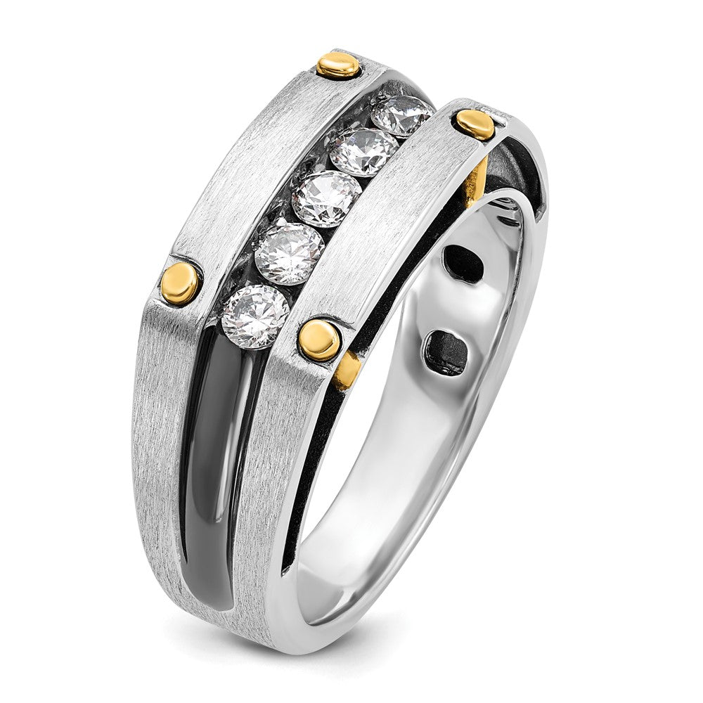 14k Two-tone Gold w/Black Rhodium Men's Satin 1/2 carat Diamond Complete Ring