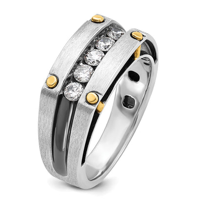 14k Two-tone Gold w/Black Rhodium Men's Satin 1/2 carat Diamond Complete Ring