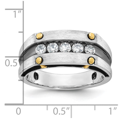 14k Two-tone Gold w/Black Rhodium Men's Satin 1/2 carat Diamond Complete Ring