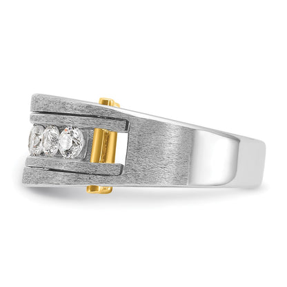 14k Two-tone Gold w/Black Rhodium Men's Satin 1 carat Diamond Complete Ring