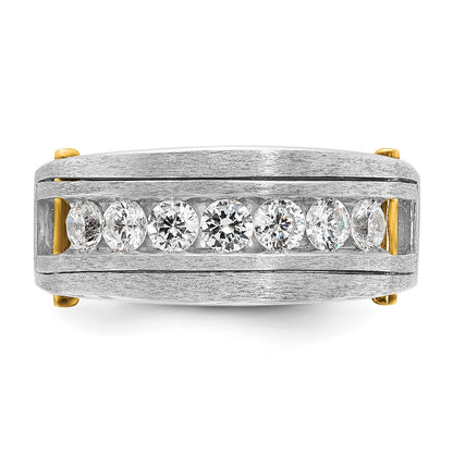 14k Two-tone Gold w/Black Rhodium Men's Satin 1 carat Diamond Complete Ring