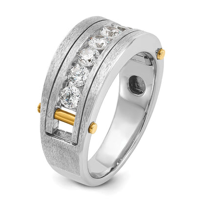 14k Two-tone Gold w/Black Rhodium Men's Satin 1 carat Diamond Complete Ring