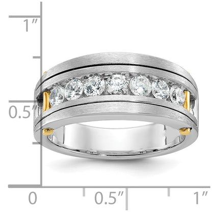 14k Two-tone Gold w/Black Rhodium Men's Satin 1 carat Diamond Complete Ring
