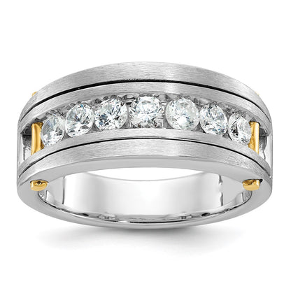 14k Two-tone Gold w/Black Rhodium Men's Satin 1 carat Diamond Complete Ring