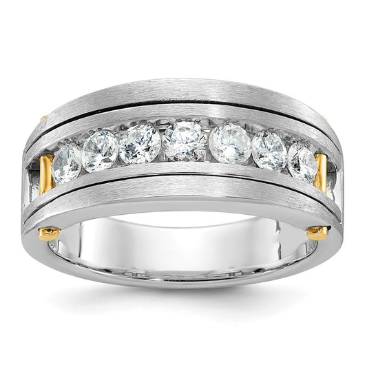 14k Two-tone Gold w/Black Rhodium Men's Satin 1 carat Diamond Complete Ring