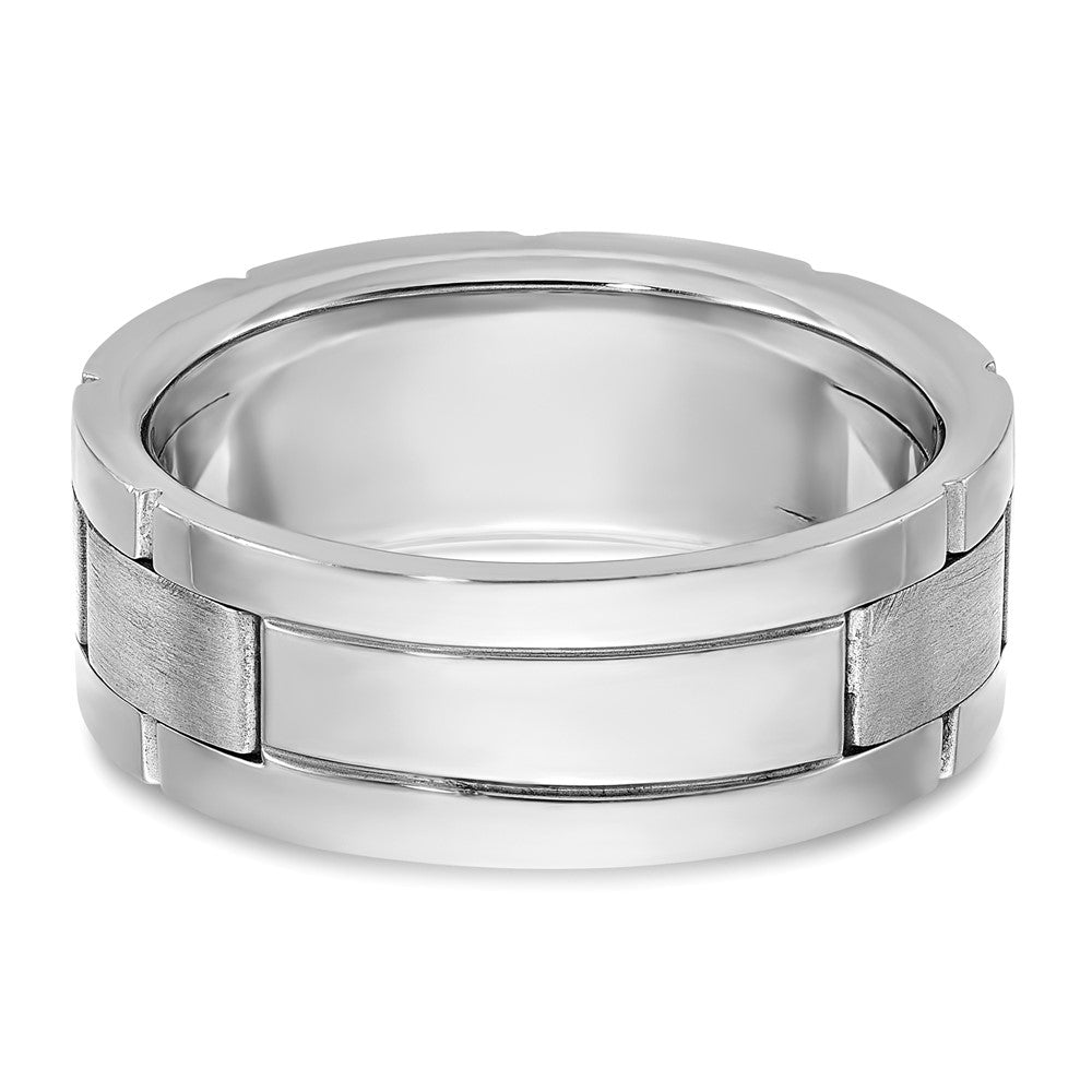 14k White Gold Men's Polished and Satin 1/6 carat Diamond Complete Ring