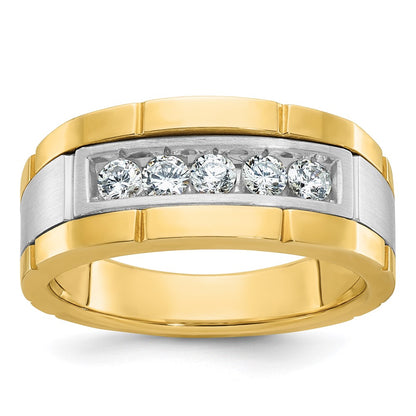 14k Two-tone Gold Men's Polished and Satin 1/2 carat Diamond Complete Ring