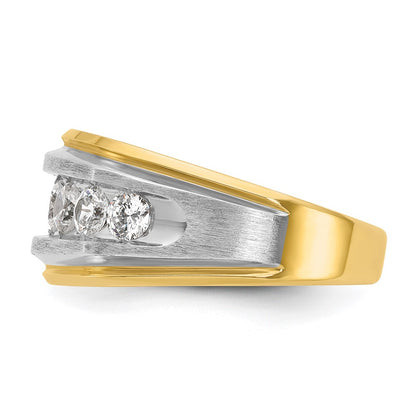 14k Yellow & Rhodium Gold with White Rhodium Men's Satin Finish 1.5 carat Diamond Complete Ring
