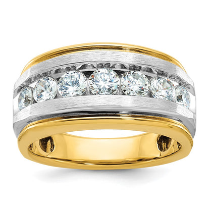 14k Yellow & Rhodium Gold with White Rhodium Men's Satin Finish 1.5 carat Diamond Complete Ring