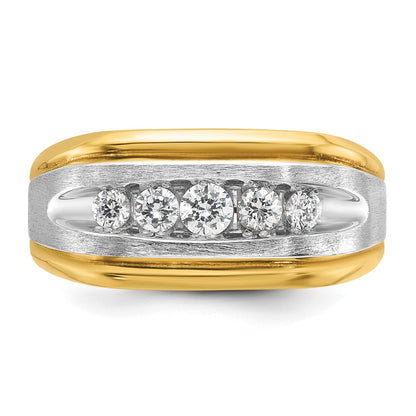 14k Two-tone Gold Men's Polished and Satin 1/2 carat Diamond Complete Ring