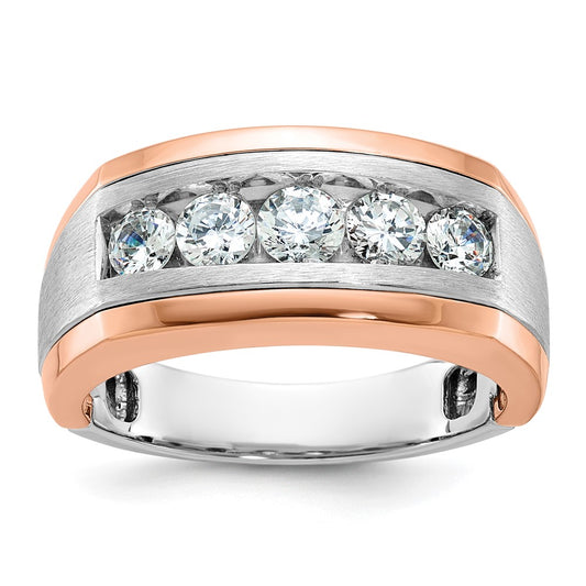 14k White/Rose Gold Two-tone Gold White/Rose Gold Men's Satin 1 carat Diamond Complete Ring