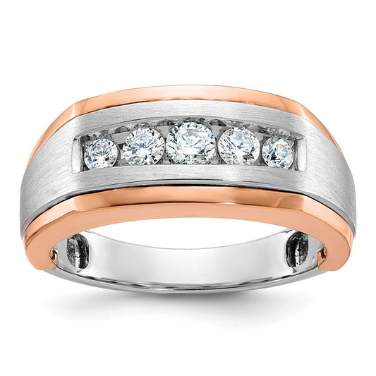 14k White/Rose Gold Two-tone Gold White/Rose Men's Satin 1/2 carat Diamond Complete Ring