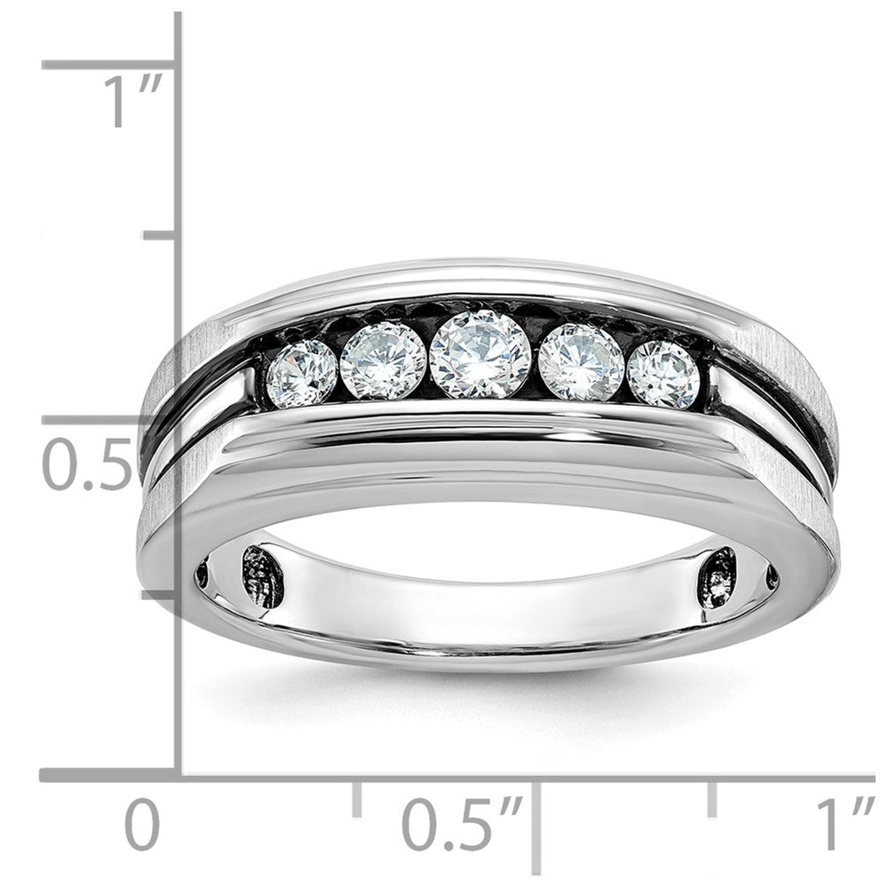 14k White Gold with Black Rhodium Men's Satin 1/2 carat Diamond Complete Ring