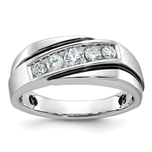 14k White Gold with Black Rhodium Men's Satin 1/2 carat Diamond Complete Ring