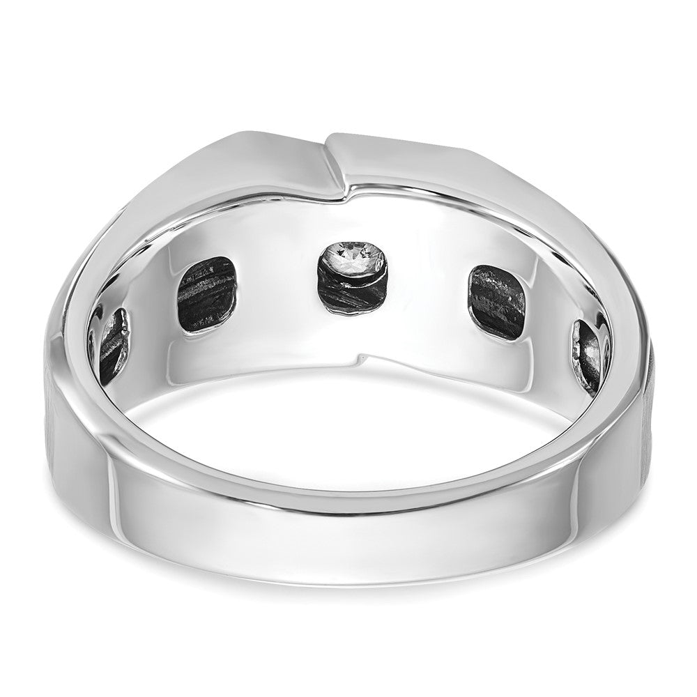 14k White Gold with Black Rhodium Men's Satin 1/5 carat Diamond Complete Ring