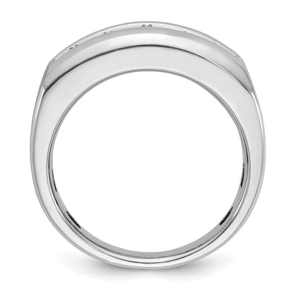 14k White Gold Men's Polished and Satin 1 carat Diamond Complete Ring