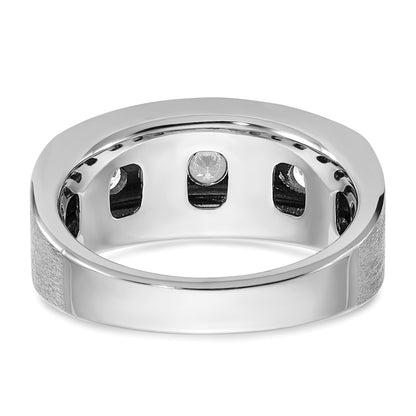 14k White Gold Men's Polished and Satin 1 carat Diamond Complete Ring