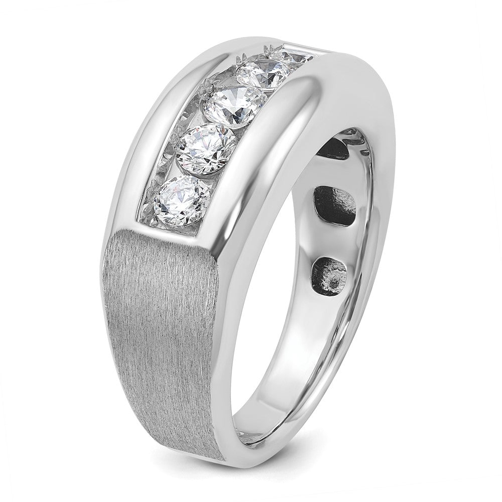14k White Gold Men's Polished and Satin 1 carat Diamond Complete Ring