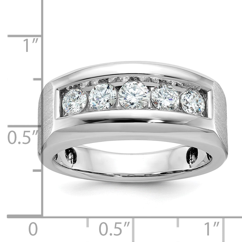 14k White Gold Men's Polished and Satin 1 carat Diamond Complete Ring