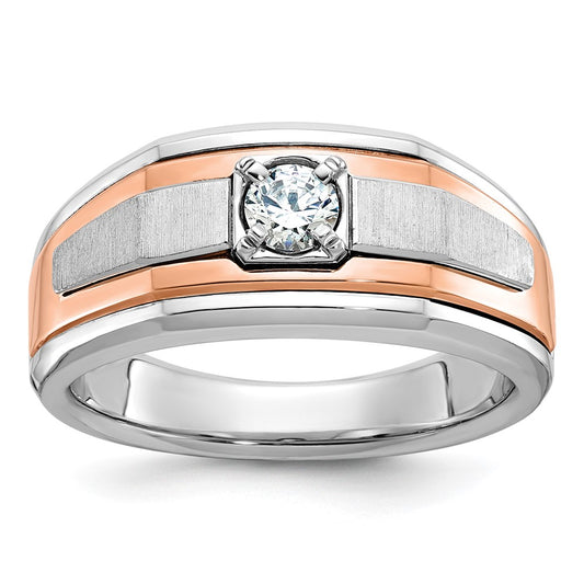 14k White/Rose Gold Two-tone Gold White/Rose Gold Men's Satin 1/3 carat Diamond Complete Ring