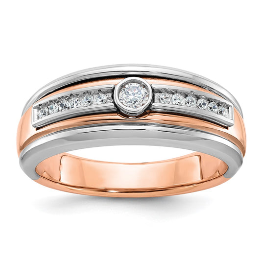 14k White/Rose Gold Two-tone Gold White/Rose Gold Men's 1/5 carat Diamond Complete Ring