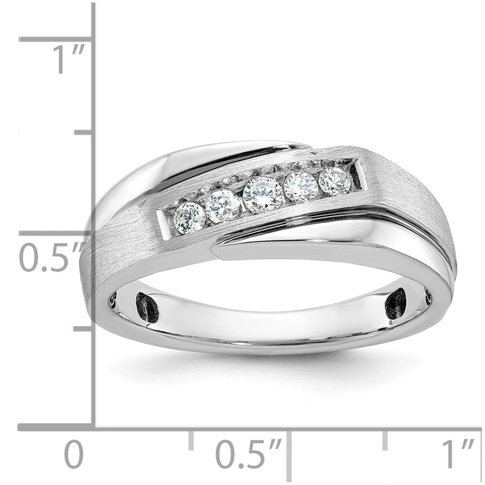 14k White Gold with Black Rhodium Men's Satin 1/4 carat Diamond Complete Ring