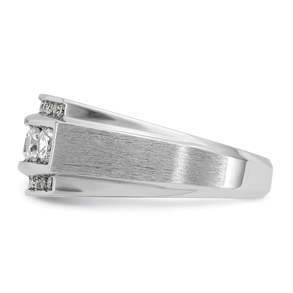 14k White Gold Men's Polished and Satin 1.25 carat Diamond Complete Ring