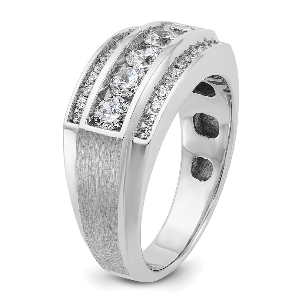 14k White Gold Men's Polished and Satin 1.25 carat Diamond Complete Ring