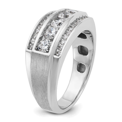 14k White Gold Men's Polished and Satin 1.25 carat Diamond Complete Ring