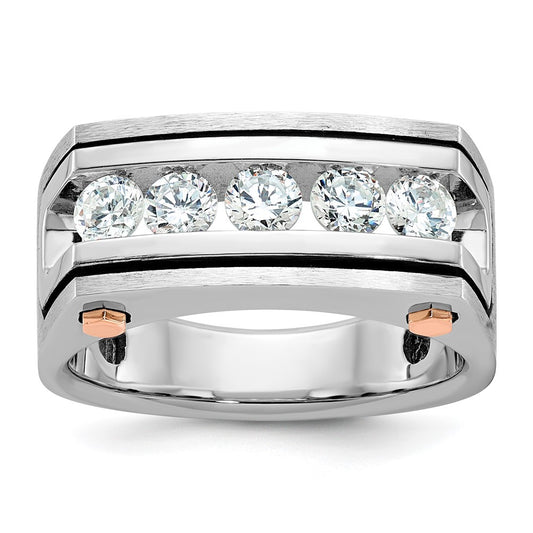 14k White/Rose Gold Two-tone Gold White/Rose w/Black Rhodium Men's Satin 1 carat Diamond Complete Ring