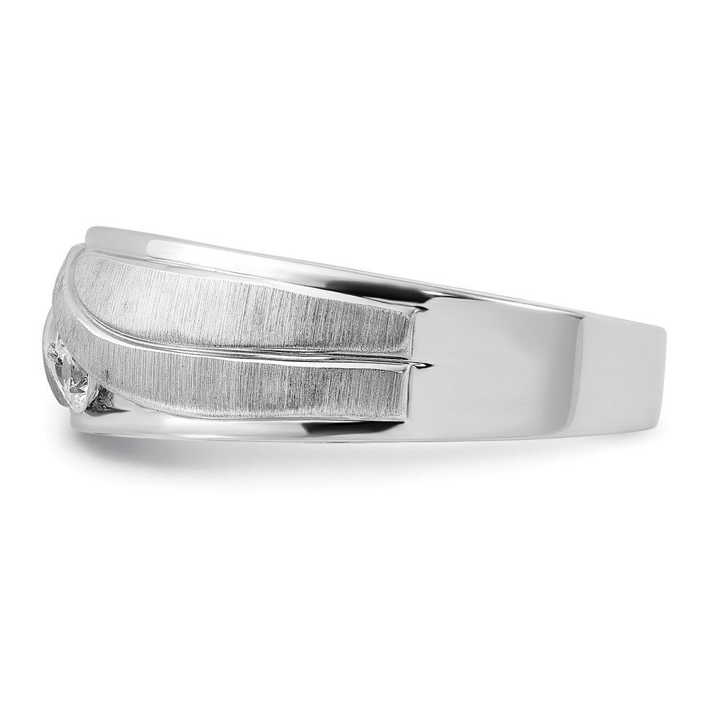 14k White Gold Men's Polished and Satin 1/3 carat Diamond Complete Ring