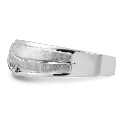 14k White Gold Men's Polished and Satin 1/3 carat Diamond Complete Ring