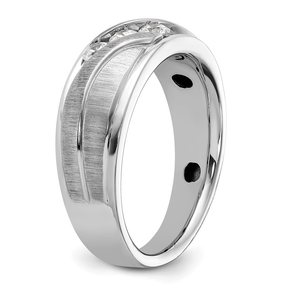 14k White Gold Men's Polished and Satin 1/3 carat Diamond Complete Ring