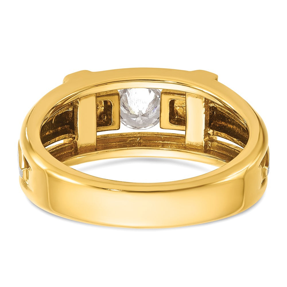 14k Two-tone Gold Men's Cross Satin 1/2 carat Diamond Complete Ring