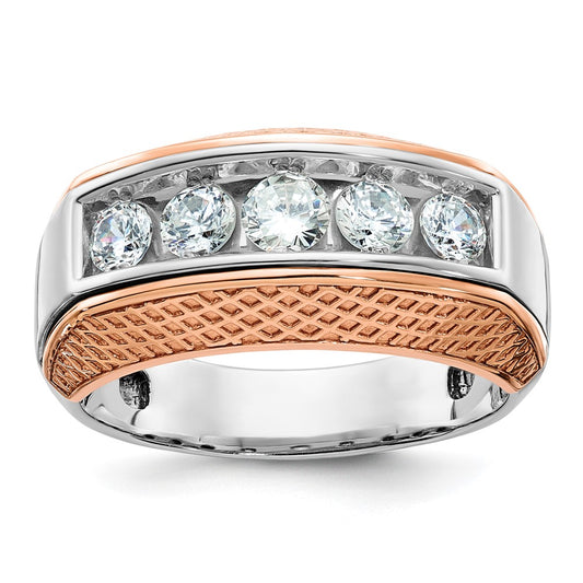 14k White/Rose Gold Two-tone Gold White/Rose Gold Men's 1 carat Diamond Complete Ring