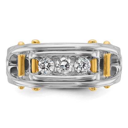14k Two-tone Gold Men's 1/2 carat Diamond Complete Ring