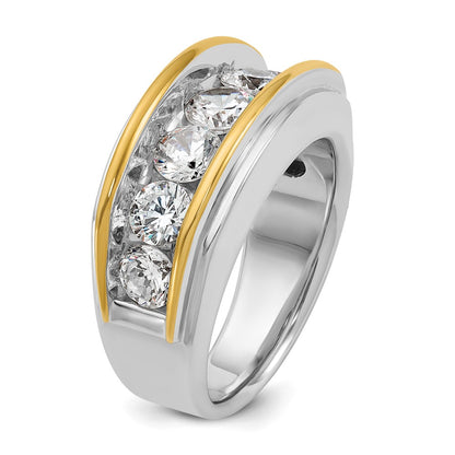 14k Two-tone Gold Men's 3 carat Diamond Complete Ring