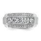 14k White Gold Men's Polished and Satin 2.1 carat Diamond Complete Ring