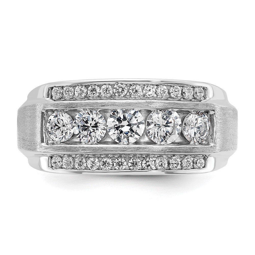 14k White Gold Men's Polished and Satin 2.1 carat Diamond Complete Ring