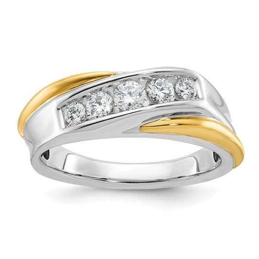 14k Two-tone Gold Men's 1/2 carat Diamond Complete Ring