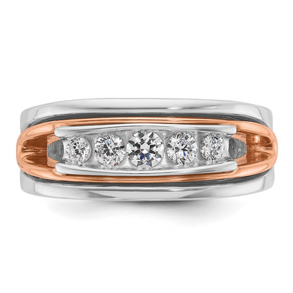 14k White/Rose Gold Two-tone Gold White/Rose Gold Men's 1/2 carat Diamond Complete Ring