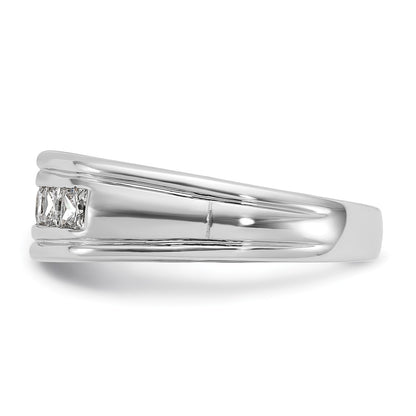 14k White Gold Men's 1 carat Square Diamond Complete Ring