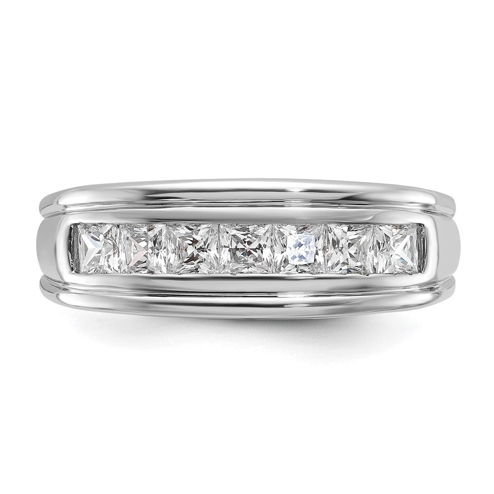 14k White Gold Men's 1 carat Square Diamond Complete Ring