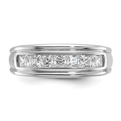 14k White Gold Men's 1 carat Square Diamond Complete Ring