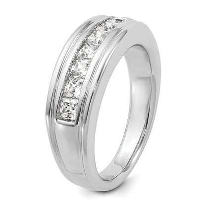 14k White Gold Men's 1 carat Square Diamond Complete Ring