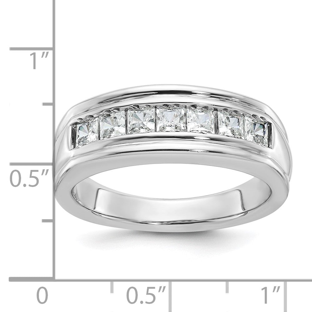14k White Gold Men's 1 carat Square Diamond Complete Ring