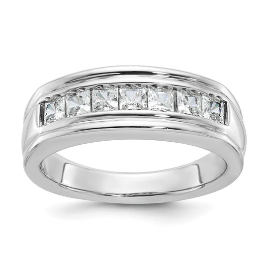14k White Gold Men's 1 carat Square Diamond Complete Ring
